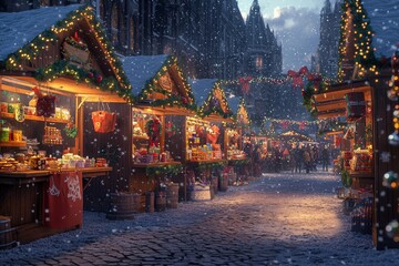 Christmas Markets Europe Stalls Lights Holiday Shopping
