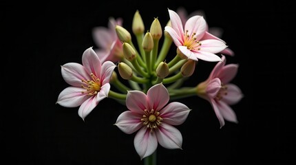 Fototapeta premium 3D Illustration of Syringa Vulgaris Flower Isolated on Black Background Lilac Blossom