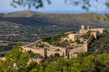 The Castle of Capdepra on the hill above the small town of Capdepera, Mallorca, Majorca, Balearic Islands, Spain, Europe