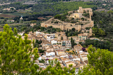 The Castle of Capdepra on the hill above the small town of Capdepera, Mallorca, Majorca, Balearic Islands, Spain, Europe