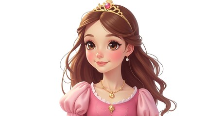 Girl princess on white background 