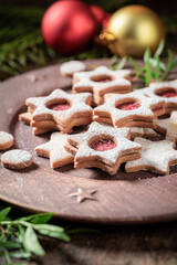 Tasty and fresh stained glass cookies as small Christmas sweets