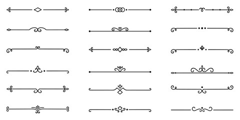 Text dividers doodle set. Wedding decorative elements. Divider ornament, borders, vintage line separators. Hand drawn vector illustration isolated on white background