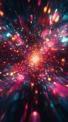 Fototapeta premium Abstract glowing dots and lines creating a digital data landscape