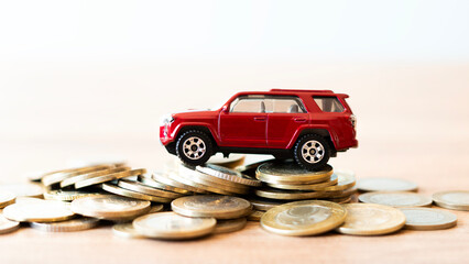 Saving money for car, Finance and car loan, Investment and business concept