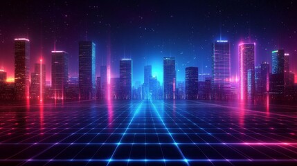 Abstract glowing dots and lines creating a digital data landscape