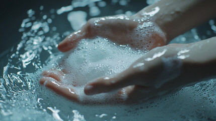 Fototapeta premium Close-Up of Hands Washing with Soap