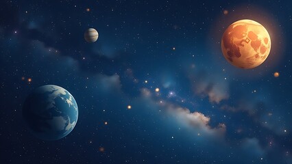 astrological background with planets and copy space