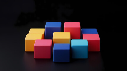 Obraz premium Abstract geometric blocks on black background, 3d render. Abstract. Illustration