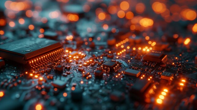 Displaying 5x5 Domed LED Binary Matrix on Printed Circuit Board Closeup ...