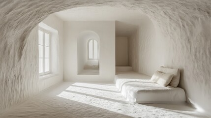 Modern white gallery space for exhibitions and artwork showcases