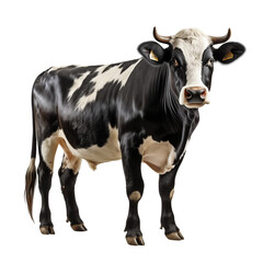 Black and White Cow Isolated On Transparent Background	