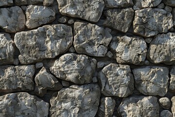 Image of Old grey antique cobble stone wall. Texture for background usage