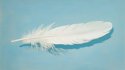 Obraz premium 空色の背景に浮かぶ白い羽