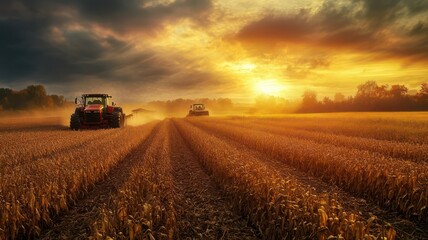 Fototapeta premium Agricultural harvesting created with Generative AI
