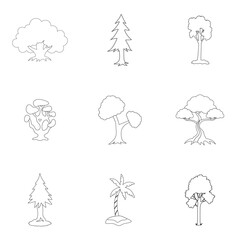 set of little tree or flower tree line art vector design, weather, vector, icon, cloud, illustration, sun, set, symbol, rain, tree, design, icons, cartoon, nature, art, moon, wind, snow, sign, comic