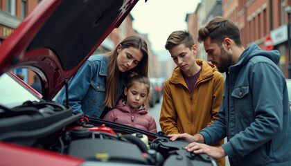 Family Troubleshoots a Car Problem