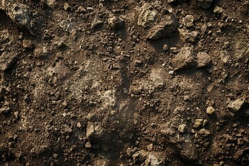Photo of Brown dirt soil surface. Background texture for backdrops or mapping