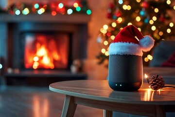 Smart Home Christmas Decor Speaker Santa Hat Modern Festive Lighting
