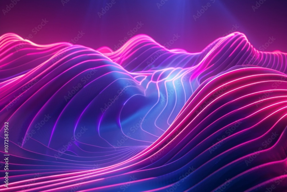 Canvas Prints experience the elegance of a wave of glowing lines, small particles flowing seamlessly in an abstrac