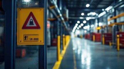A closeup of safety signs posted around a warehouse, Safety, Informative and detailed