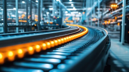 A photograph of conveyor sorting systems at peak operation, Automation, Fastpaced and organized