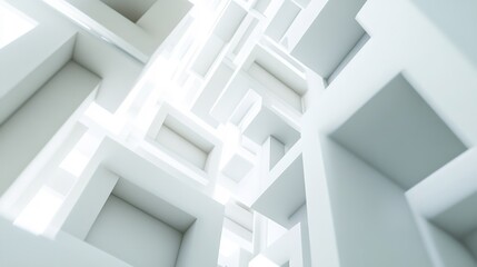 Futuristic interior corridor, Sci-fi passageway with fluorescent lights in one point perspective line, white and luminous corridor