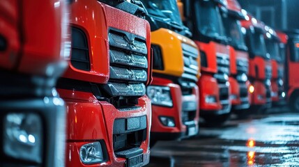A team performing predeparture checks on a fleet of delivery trucks, Safety, Organized and practical
