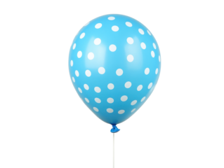 Blue polka dot balloon, on white background. PNG transparent.