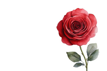 Red rose, on white background. PNG transparent.