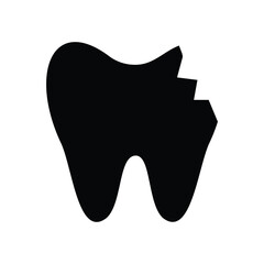 Dental teeth decay icon vector. Tooth caries symbol flat black solid icon