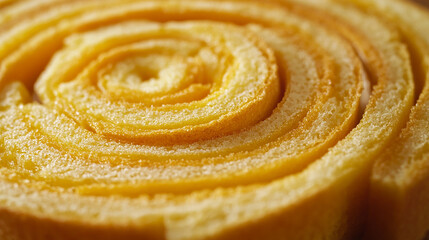 Fototapeta premium Golden Baumkuchen cut into slices soft and layered