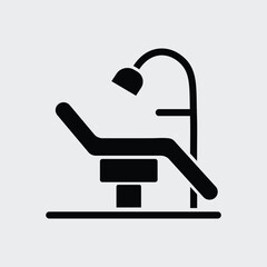 Dentist Chair icon vector. Dental chair, bed symbol flat black solid icon