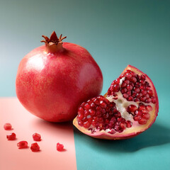 Pomegranate, isolated on a pastel