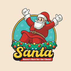 Vector Illustration of Santa with Retro Mascot Illustration Available for Logo Badge