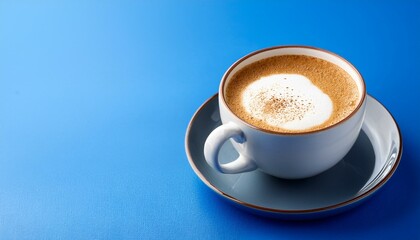 Fototapeta premium cup of cappuccino on blue background