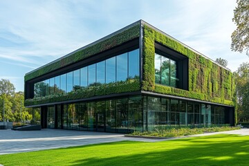 modern eco-friendly green office building with green plants
