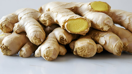A bunch of fresh ginger roots ordered esthetic