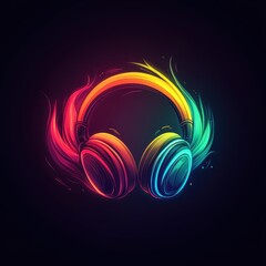 Rainbow Gradient Headphones with Flowing Colors	