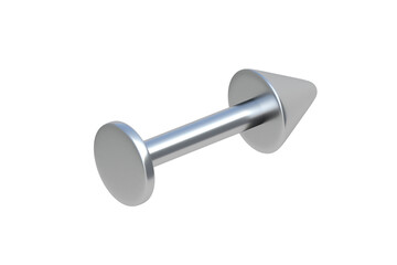 Single piercing jewelry isolated on white background. Face and body decoration. Trendy accessory. Beauty and fashion. 3d render