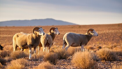 Obraz premium dorper sheep rams on a dorper sheep stud farm in the tankwa karoo in south africa