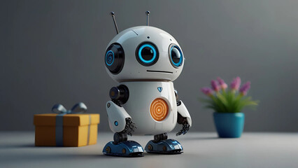 Fototapeta premium Cute white robot toy 