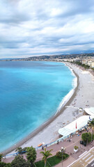 Naklejka premium The Promenade des Anglais, Quai des États-Unis, the Marche aux Fleurs and the city of Nice from the Parc de Colline du Chateau, French Riviera, France.