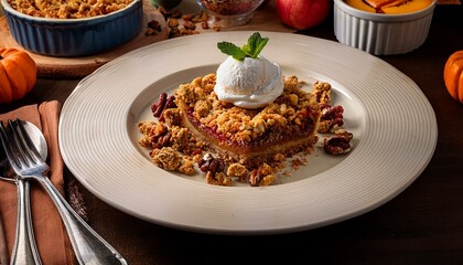 seasonal desserts for the restaurant menu apple crisp a la mode pumpkin cheesecake maple pecan tart cranberry bread pudding