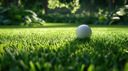 Golf Ball on Lush Green Grass in Natural Setting