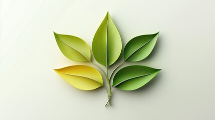 Minimalist design of green and yellow leaves arranged in a pattern