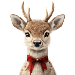 Christmas reindeer with red bow with gold accents