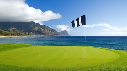 Obraz premium Scenic Coastal Golf Course with Ocean View