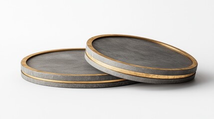 Obraz premium Elegant Stone Plate Set with Wooden Accents