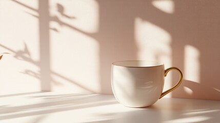 Fototapeta premium Elegant Cup with Shadows on Soft Background